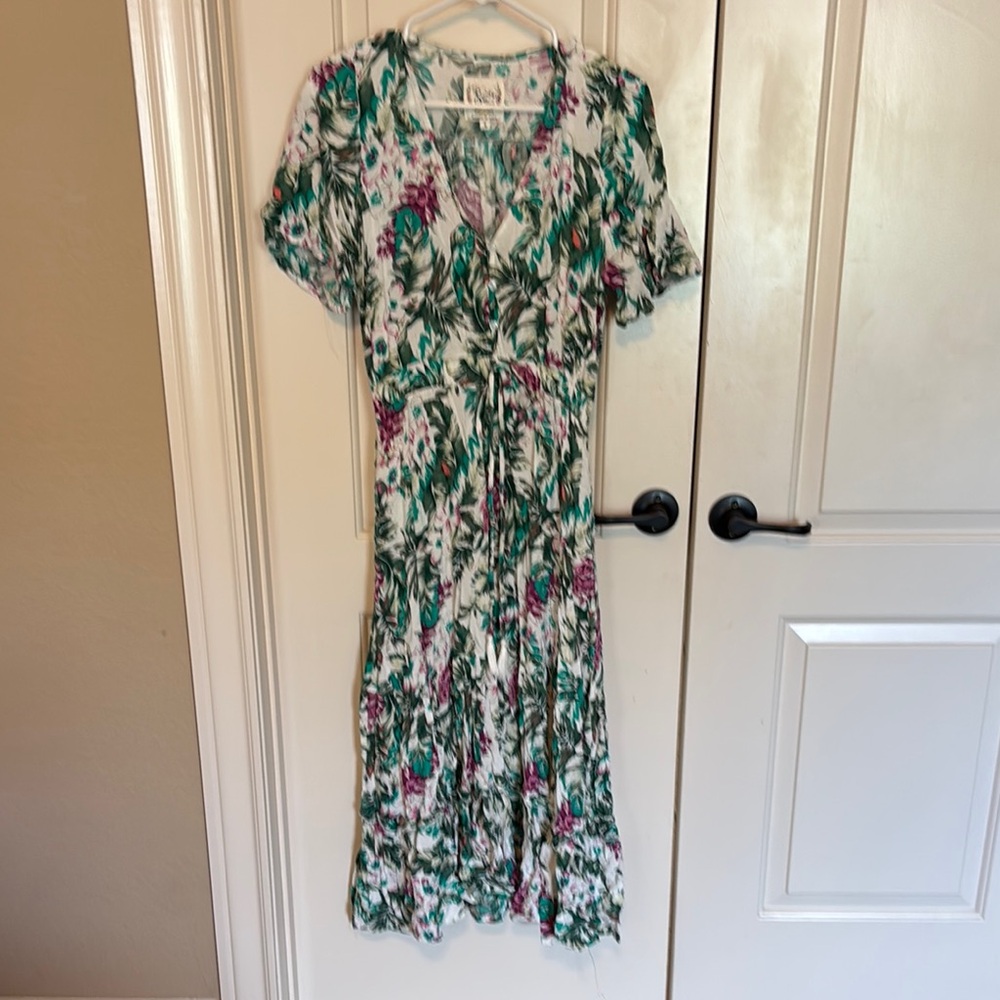 Floral Maxi Dress - Green and Purple